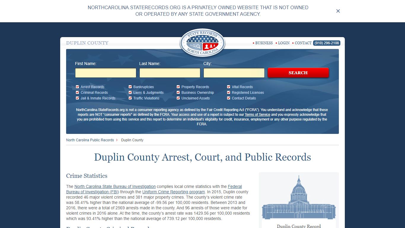 Duplin County Arrest, Court, and Public Records