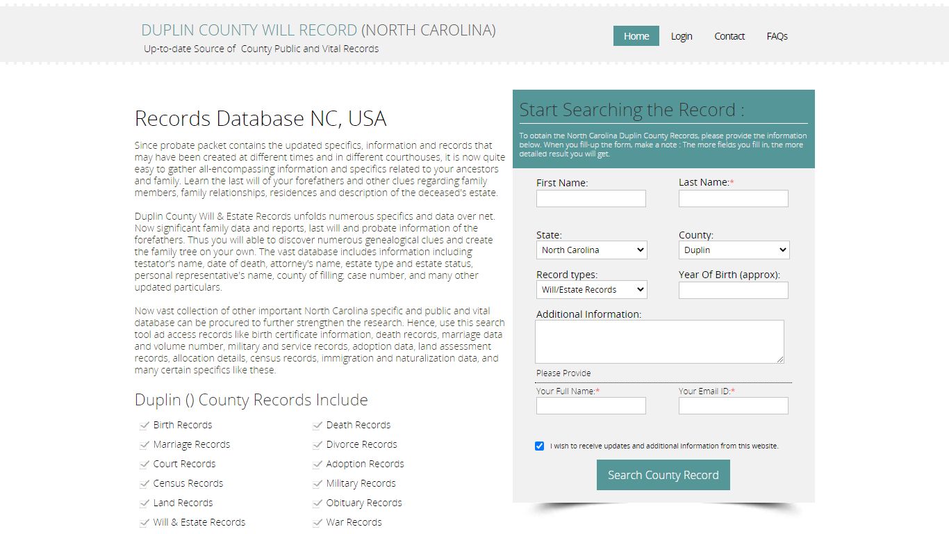 Duplin County, North Carolina Public Will & Estate Records ...