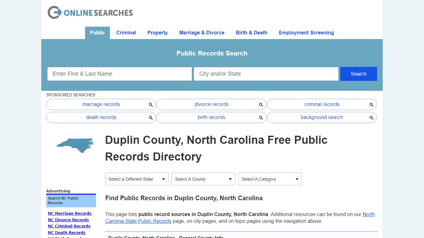Duplin County, North Carolina Public Records Directory