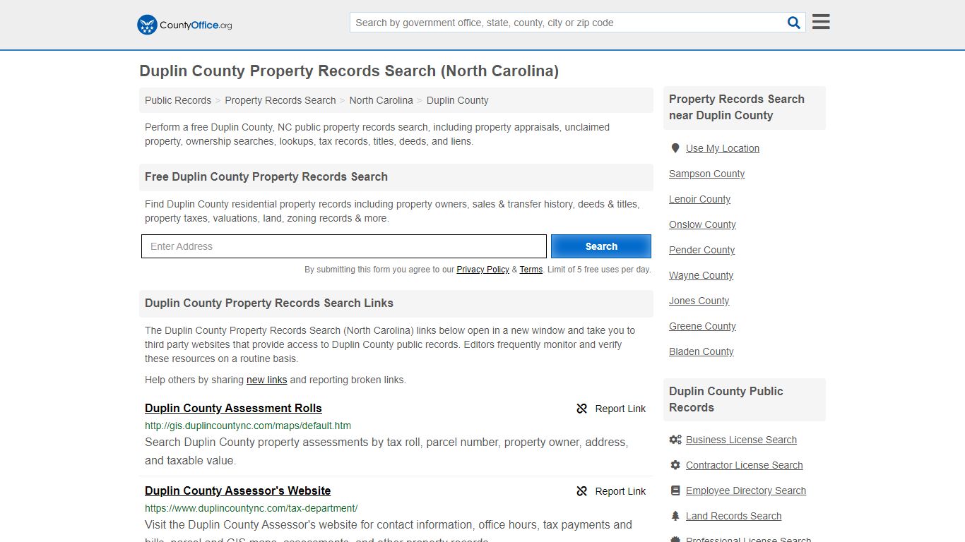 Property Records Search - Duplin County, NC (Assessments ...